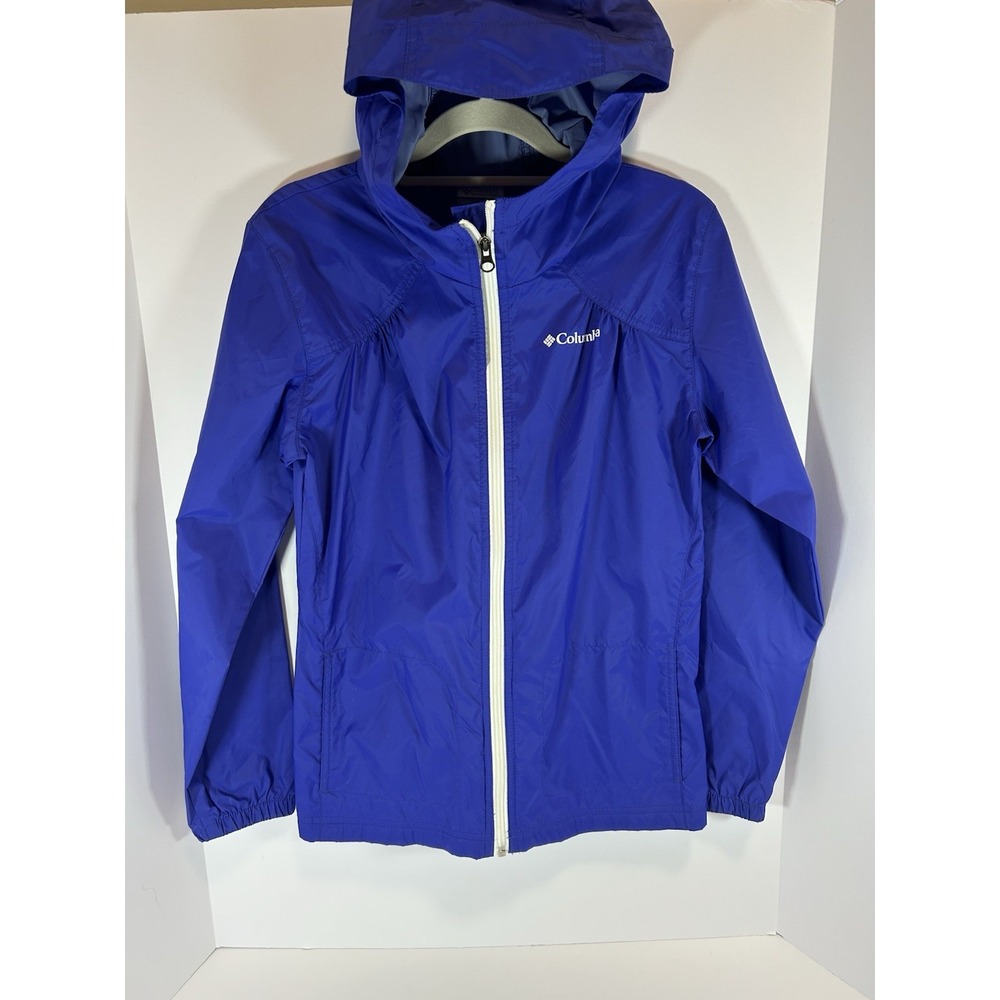 Columbia KIDS Jacket Girls 14-16 Hooded Windbreaker Nylon‎ Full Zip Raincoat Lrg
